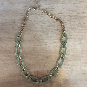 Seafoam Green Gold Chainlink Statement Necklace